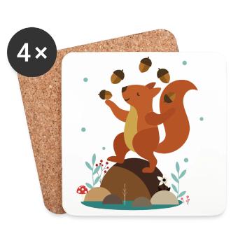 Juggling Squirrel – Funny Forest Scene - Coasters (set of 4) - white - Front
