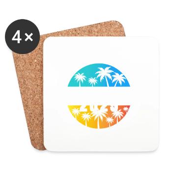 2025 Palm Sunset Design im Ruhestand - Untersetzer (4er-Set) - Weiß - Vorne