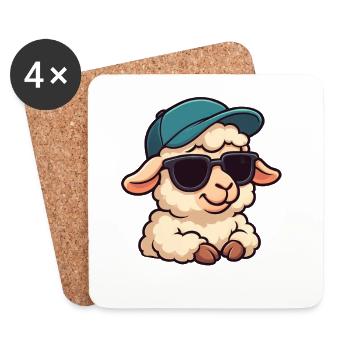 Cooles Schaf Lamm mit Sonnenbrille Freude Sommer - Untersetzer (4er-Set) - Weiß - Vorne