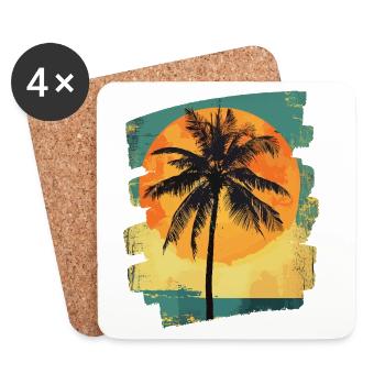 Palm Tree Sunset Summer Sun - Coasters (set of 4) - white - Front