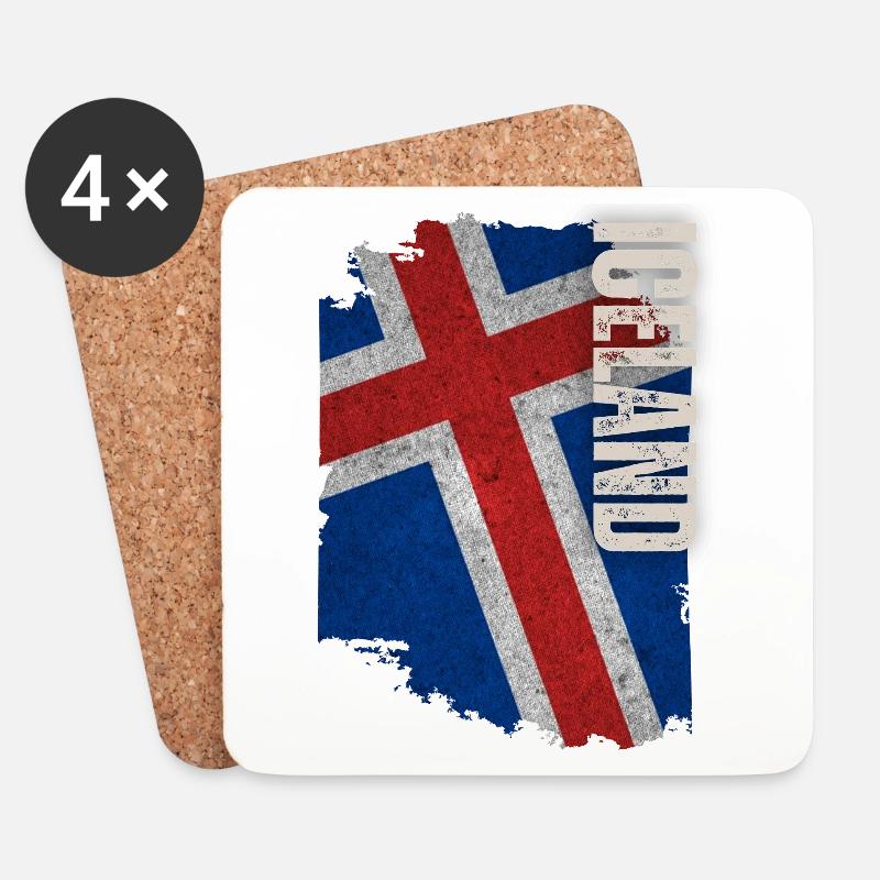 Vertikale isländische Flagge, ich liebe Island - Untersetzer (4er-Set) - Weiß