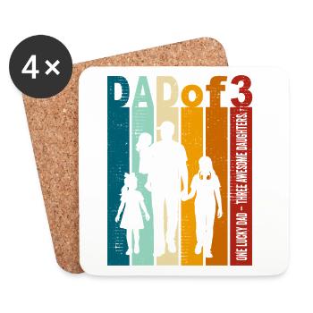 Papa et 3 filles Gift Design Fête des Pères - Dessous de verre (lot de 4) - blanc - Devant