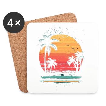 Palme Sonnenuntergang Sommer Sonne - Untersetzer (4er-Set) - Weiß - Vorne