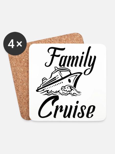 Familien-Kreuzfahrt mit dem Schiff - Untersetzer (4er-Set) - Weiß