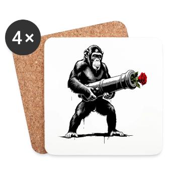 Peace Not War - Singe au rose - Dessous de verre (lot de 4) - blanc - Devant