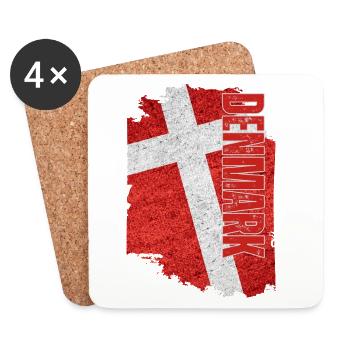 Vertical Denmark Flag, I Love Denmark - Coasters (set of 4) - white - Front