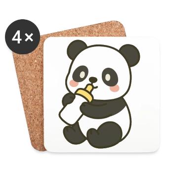 Panda-Schnuffelzeit - Untersetzer (4er-Set) - Weiß - Vorne