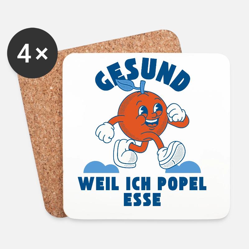 Gesund, weil ich Popel esse – frecher Spruch - Untersetzer (4er-Set) - Weiß