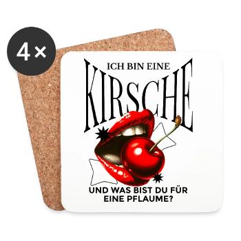 Kirsche Geschenk Pflaume Spruch Lustig Frauen - Untersetzer (4er-Set) - Weiß - Vorne