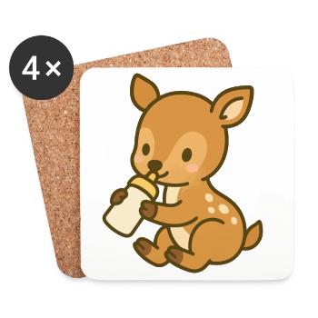 Flask Fawn Love - Coasters (set of 4) - white - Front