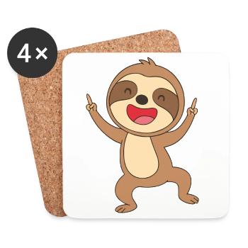 Happy Sloth Joy - Coasters (set of 4) - white - Front