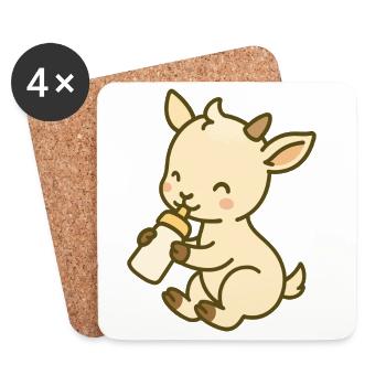 Milking time with kids - Coasters (set of 4) - white - Front