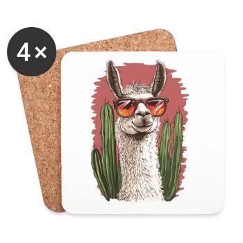 Funny Llama Alpaca Llama Animal Gift - Coasters (set of 4) - white - Front