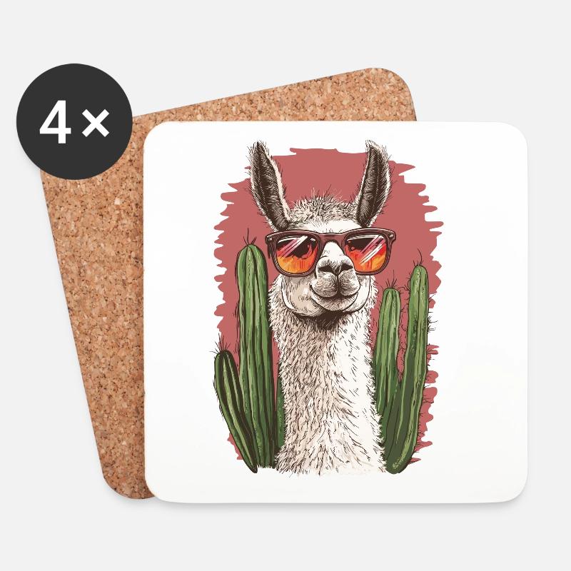 Lustiges Lama Alpaka Llama Tier Geschenk - Untersetzer (4er-Set) - Weiß