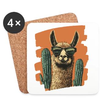 Funny Llama Alpaca Llama Animal Gift - Coasters (set of 4) - white - Front