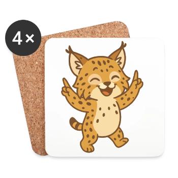Celebrating lynx - Coasters (set of 4) - white - Front