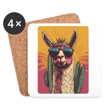 Funny Llama Alpaca Llama Animal Gift - Coasters (set of 4) - white - Front