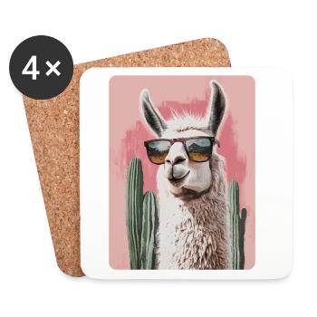 Funny Llama Alpaca Llama Animal Gift - Coasters (set of 4) - white - Front