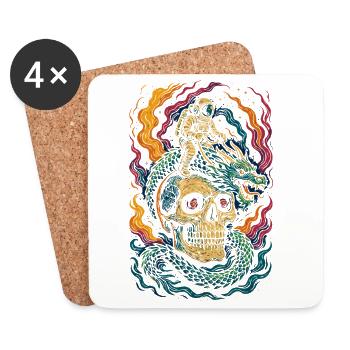 Astronaute chevauchant Dragon Crâne cosmique Art - Dessous de verre (lot de 4) - blanc - Devant