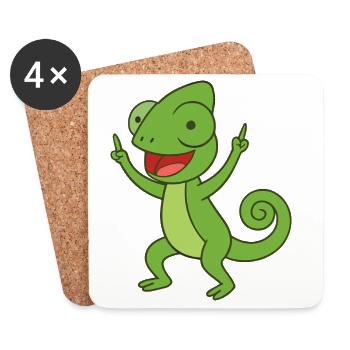 Party Chameleon - Untersetzer (4er-Set) - Weiß - Vorne