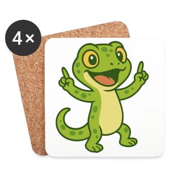 Joyeuses vibrations de gecko - Dessous de verre (lot de 4) - blanc - Devant