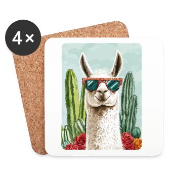 Funny Llama Alpaca Llama Animal Gift - Coasters (set of 4) - white - Front