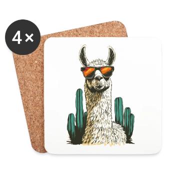 Funny Llama Alpaca Llama Animal Gift - Coasters (set of 4) - white - Front
