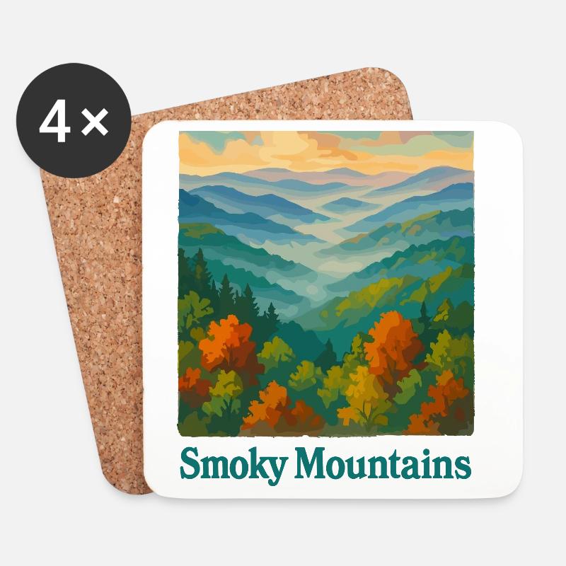 Smoky Mountains Art - Untersetzer (4er-Set) - Weiß