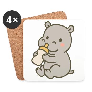 Hippopotamus with bottle - Coasters (set of 4) - white - Front