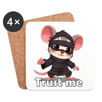 Imprimé motif Little Ninja Mice - Dessous de verre (lot de 4) - blanc - Devant