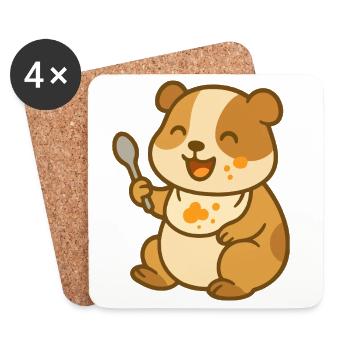 Drôle de cochon d’Inde alimentation pour bébé - Dessous de verre (lot de 4) - blanc - Devant