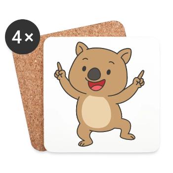Dancing Wombat Baby Cartoon - Coasters (set of 4) - white - Front