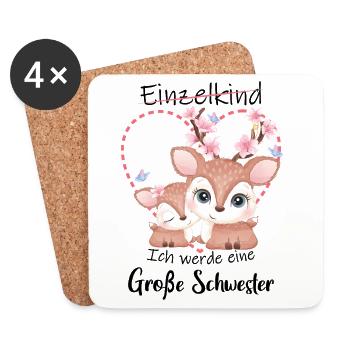 Nachwuchs Verkünden Ich Werde Große Schwester 2027 - Untersetzer (4er-Set) - Weiß - Vorne