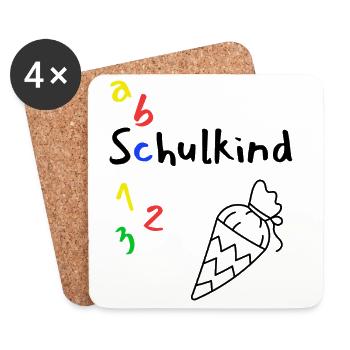 Back to school with ABC and school cone - Coasters (set of 4) - white - Front