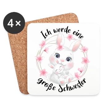 Nachwuchs Verkünden Ich Werde Große Schwester 2027 - Untersetzer (4er-Set) - Weiß - Vorne
