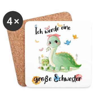 Nachwuchs Verkünden Ich Werde Große Schwester 2027 - Untersetzer (4er-Set) - Weiß - Vorne