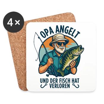 Angler Grandpa - Funny Angler Grandpa Design - Dessous de verre (lot de 4) - blanc - Devant