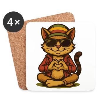Reggae Love Cat - Untersetzer (4er-Set) - Weiß - Vorne