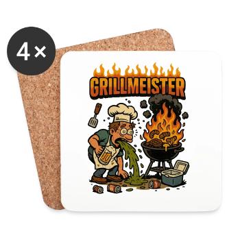 Grillmeister Grill Grillkönig Grillzange - Untersetzer (4er-Set) - Weiß - Vorne