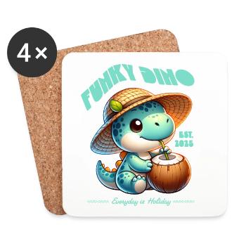 Funky Dino Coconut - Coasters (set of 4) - white - Front