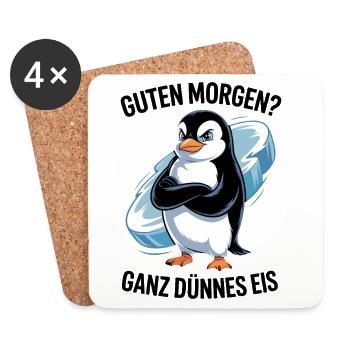 Good morning? Very thin ! Funny Penguin - Coasters (set of 4) - white - Front