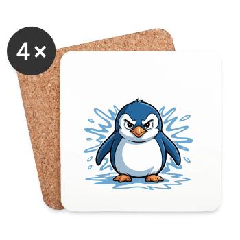 Good morning? Very thin ! Funny Penguin - Coasters (set of 4) - white - Front
