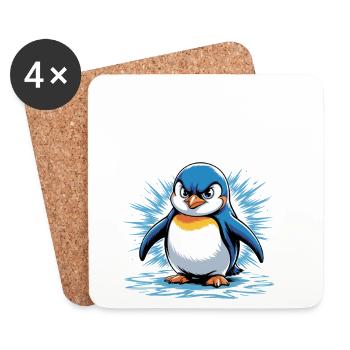 Good morning? Very thin ! Funny Penguin - Coasters (set of 4) - white - Front