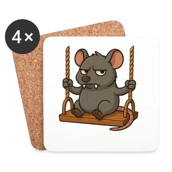 Mürrische Maus Ratte Schaukeln Genervt Angry - Untersetzer (4er-Set) - Weiß - Vorne