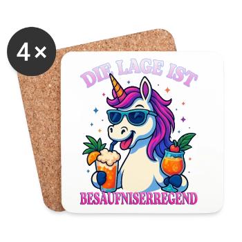 Die Lage ist besäufniserregend Einhorn Cocktails - Untersetzer (4er-Set) - Weiß - Vorne