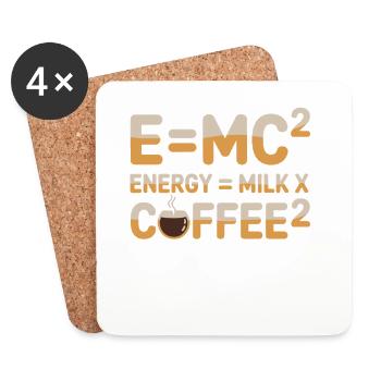 E=MC2 Physics Saying Caffeine Nerd Energy Coffee - Coasters (set of 4) - white - Front