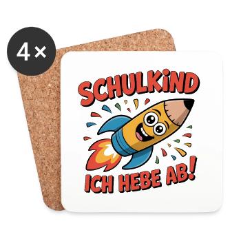 Einschulung Schulkind Raketenstift – Ich hebe ab! - Untersetzer (4er-Set) - Weiß - Vorne