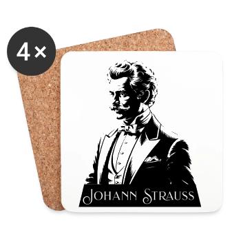 Johann Strauss Portrait Composer Classical Music - Coasters (set of 4) - white - Front