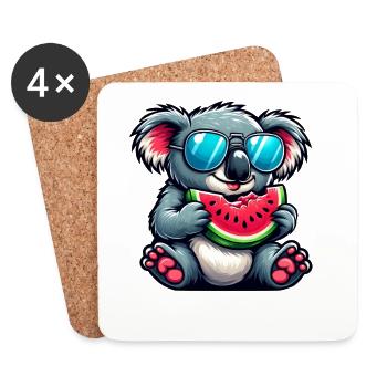 Süßer Koala Wassermelone Sommer Cartoon Frucht - Untersetzer (4er-Set) - Weiß - Vorne