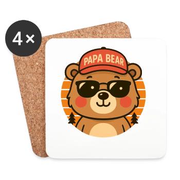 Papa Bear Knuddeliger Bären-Daddy Retro - Untersetzer (4er-Set) - Weiß - Vorne